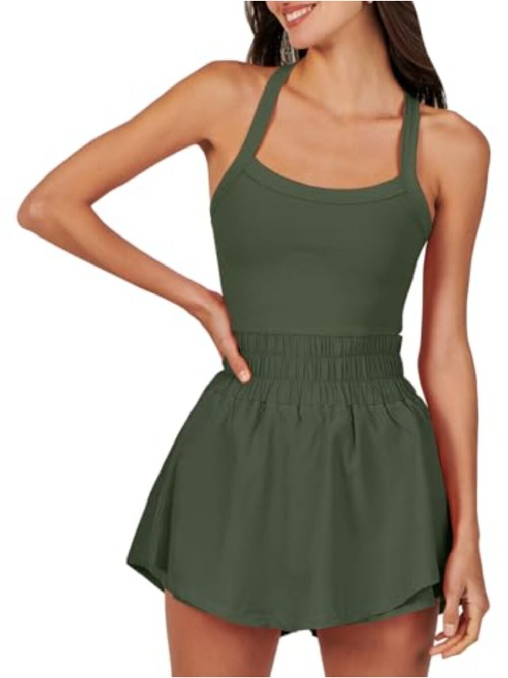 Women's Tennis Dress Shorts One Piece Athletic Romper Sleeveless Workout Mini